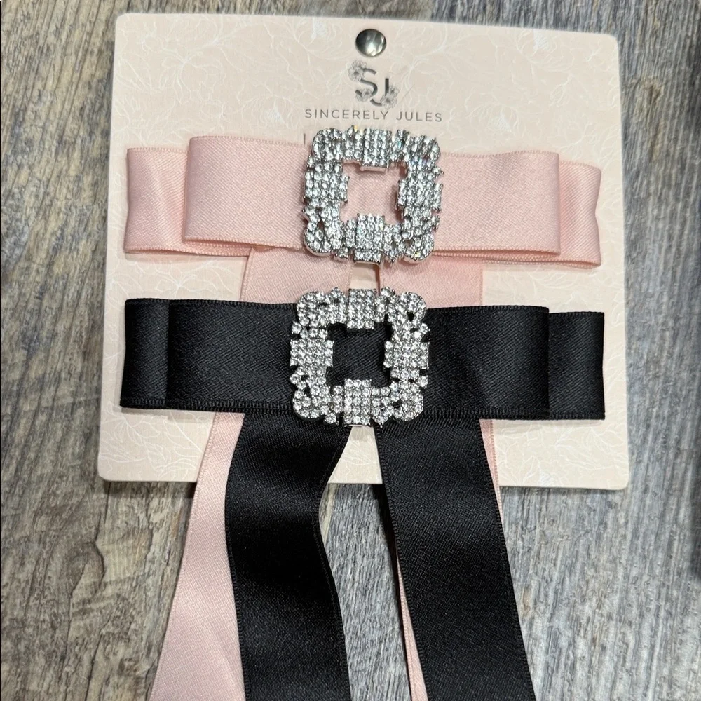 Sincerly Jules Butterfly Clips and Ribbon Set - Pink, Blue, Yellow, Black